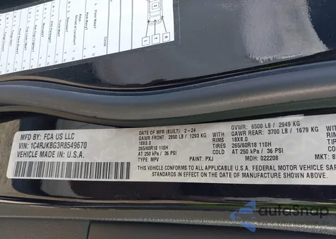 2024 Jeep Grand Cherokee L Limited 4X4 z USA, uszkodzony, nr VIN 1C4RJKBG3R8549670